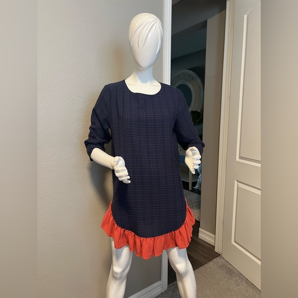 Thml Plaid Ruffle Tunic Dress Top